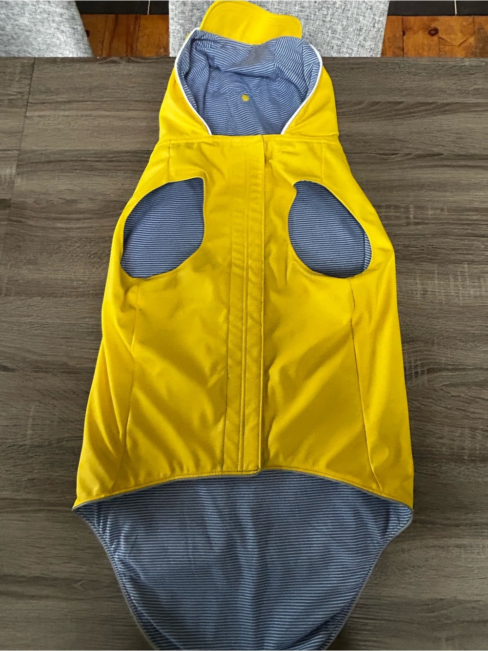 Canada Pooch Torrential Tracker Yellow Hooded Dog Raincoat with Striped Lining